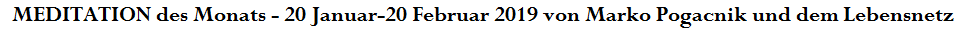 MEDITATION des Monats - 20 Januar-20 Februar 2019 von Marko Pogacnik und dem Lebensnetz