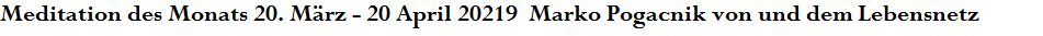 Meditation des Monats 20. M�rz - 20 April 20219  Marko Pogacnik von und dem Lebensnetz